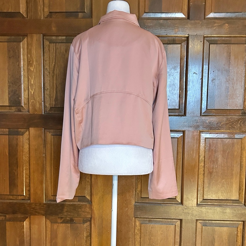 Victoria’s Secret Satin Moto Jacket Pink Size Large Cropped - Picture 3 of 11